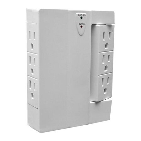 Gogreen Outlet Tap, Surge, Swivel, 6 Outlet(s) White GG-16310TSW